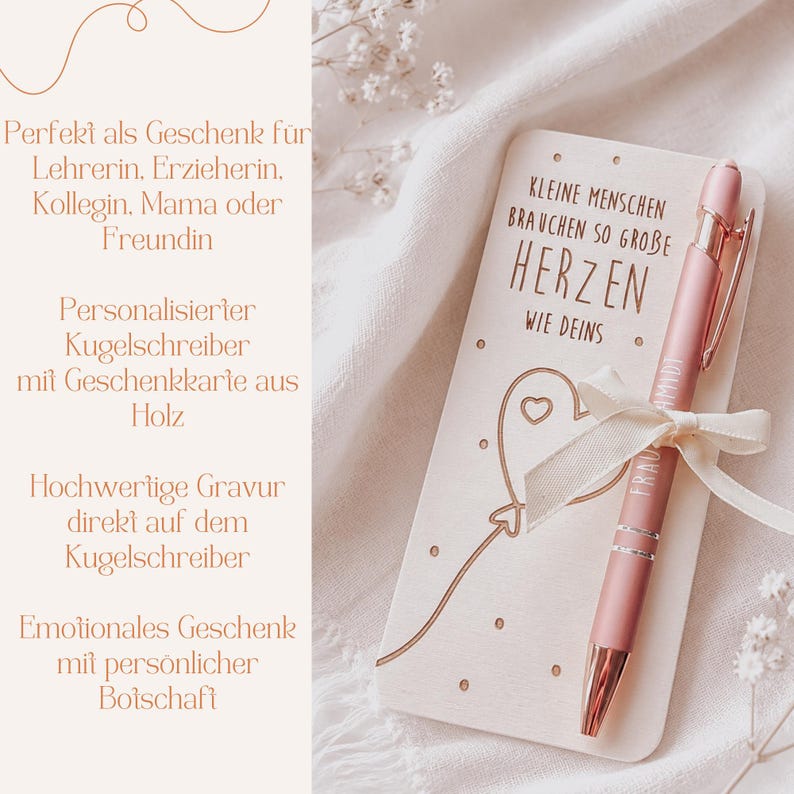 Personalisierter Kugelschreiber Abschiedsgeschenk Lehrerin, Lehrer Geschenk Erzieherin Kindergarten Touchpen mit Gravur Lehrergeschenk
