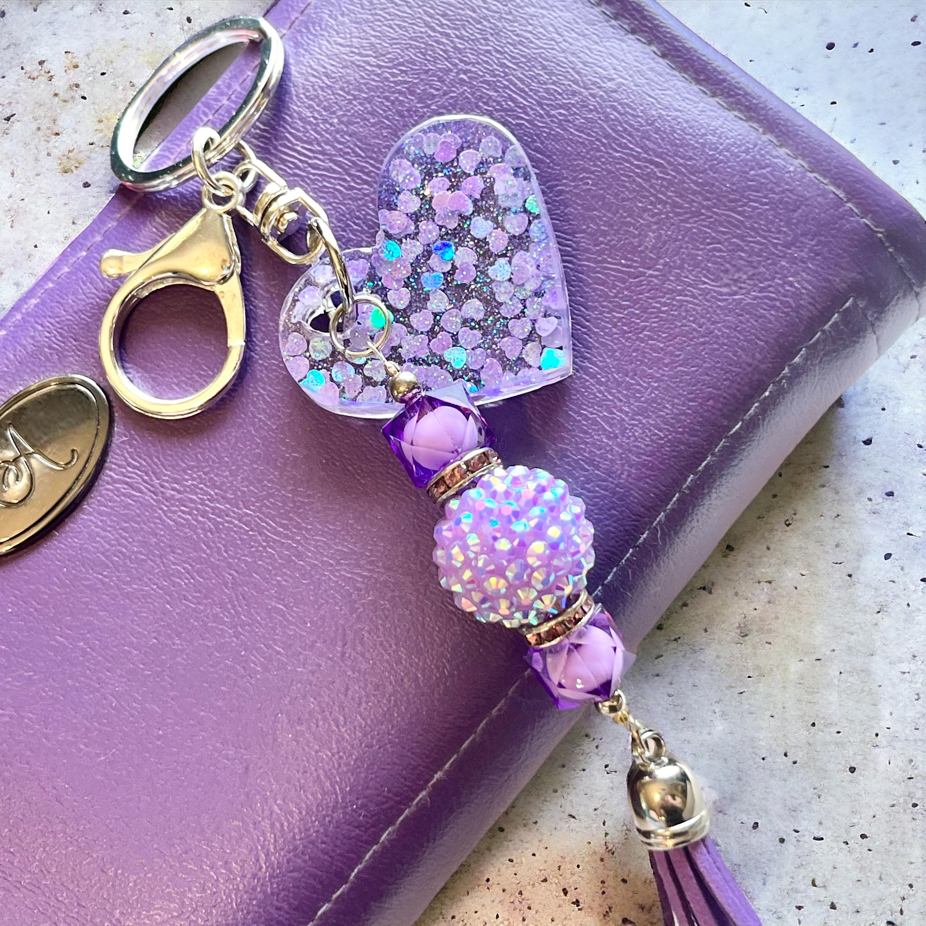 Purple Rhinestone Heart Keychain Purple Rhinestone Heart Keychain