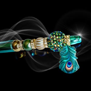 Peacock Beaded Pen, Teal and Gold Ballpoint Pen, Gift for Writer, Teacher, Journal Keeper
