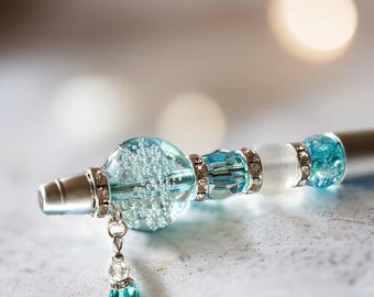 März Geburtsstein Perlen Stift, Aquamarin Geburtstagsgeschenk