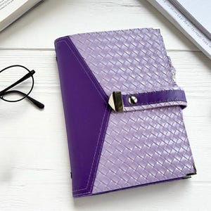 Lavender Purple 5x8" Notebook Holder, Faux Leather Small Portfolio, Bible Study Aide