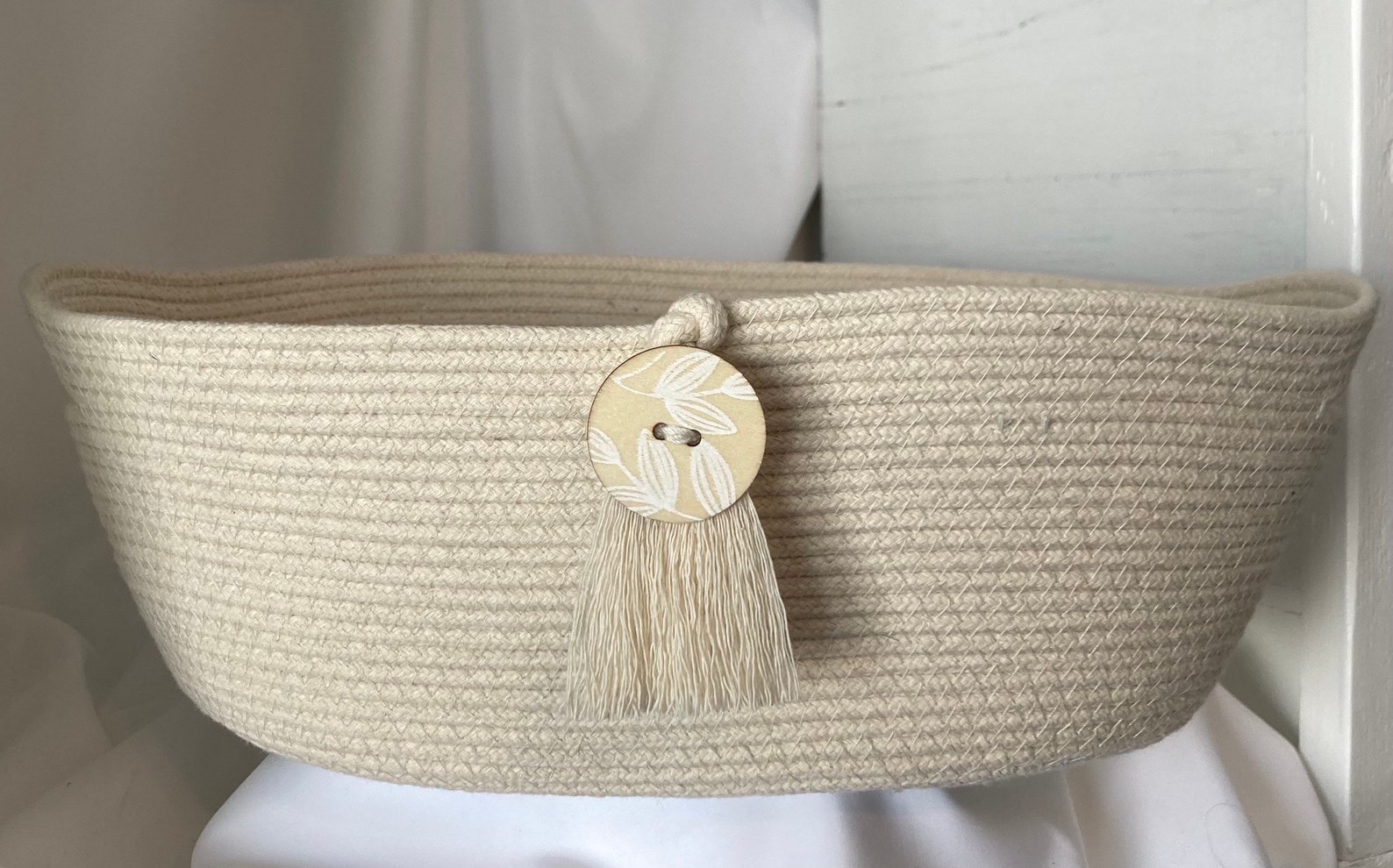 Oval Handmade Natural Cotton Rope Basket Etsy