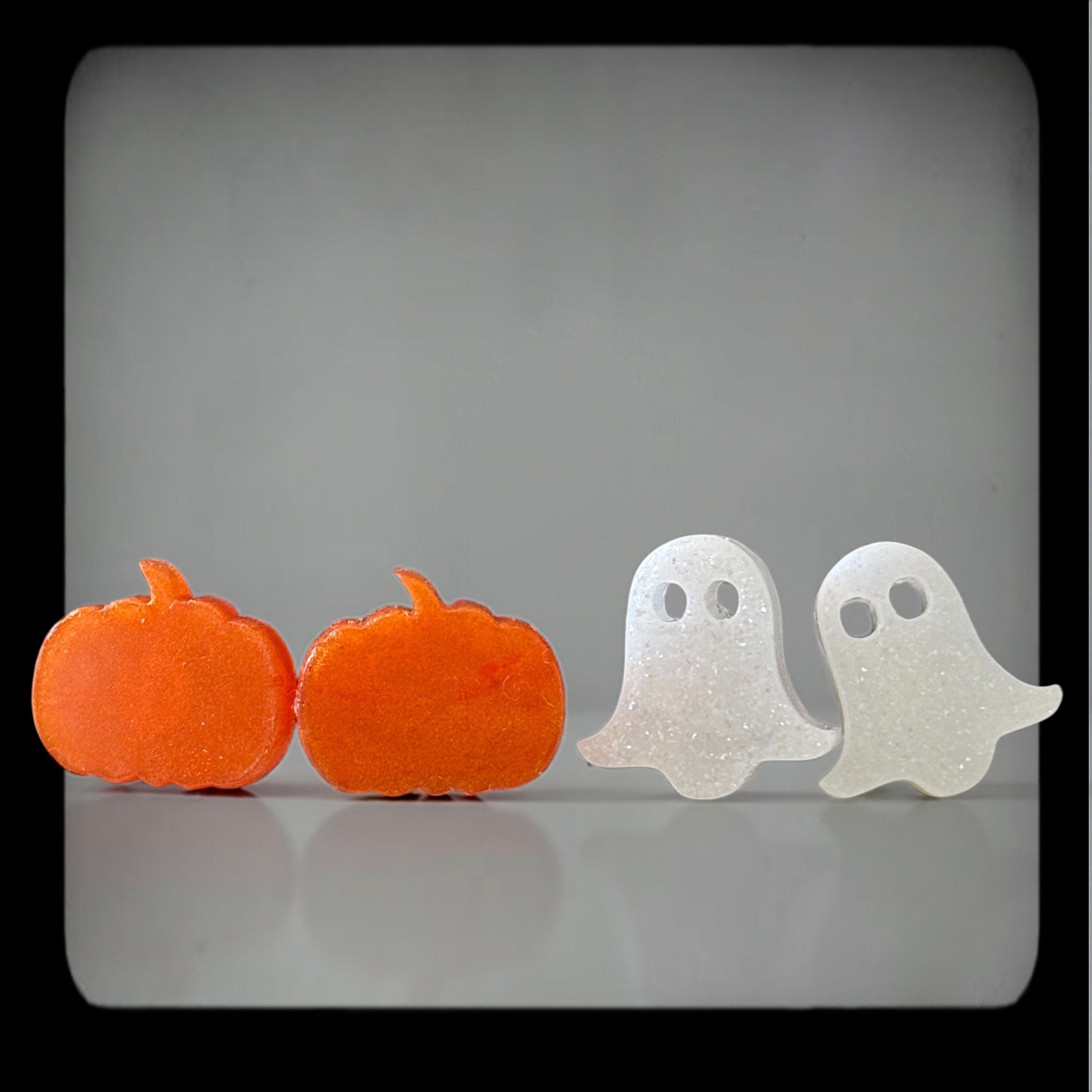 パンプキンとゴーストのハロウィンスタッドピアス、2ペアセット - Etsy