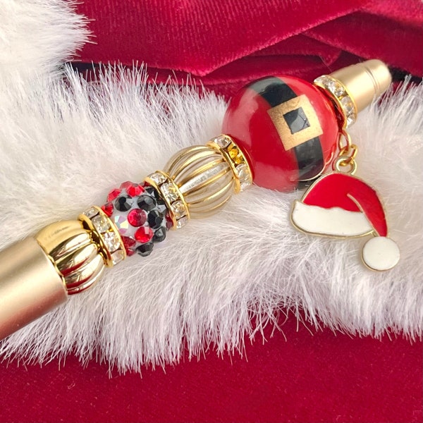 Santa Claus Bead Pen, Christmas Gift Pen, Holiday Pen, Secret Santa Gift, Stocking Stuffer, Gift For Teacher