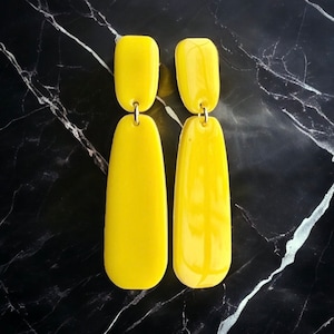 Yellow Statement Earrings, Fun Bright Yellow Geometric Earrings, Mod Earrings, Fun Jewelry Gift For Her