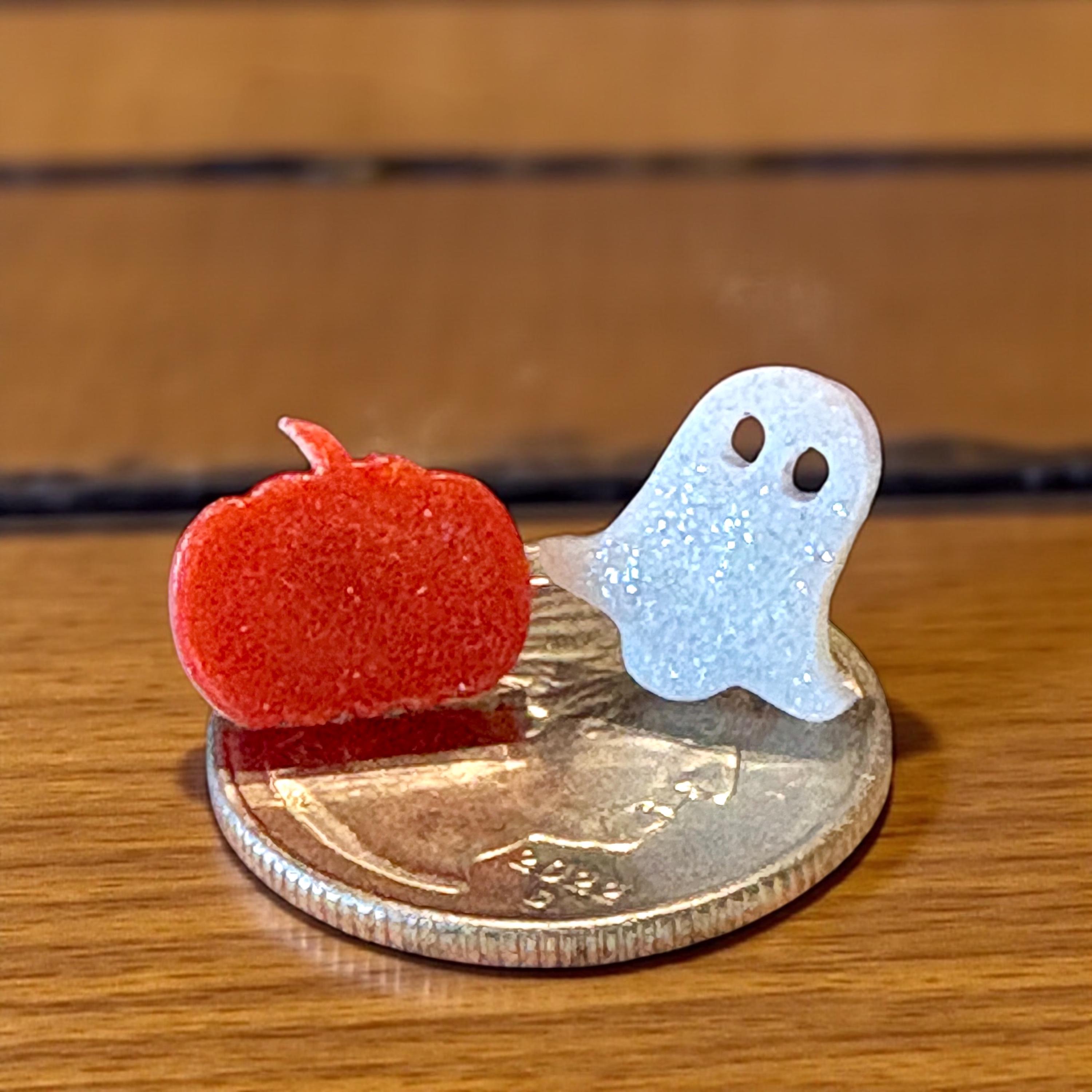 パンプキンとゴーストのハロウィンスタッドピアス、2ペアセット - Etsy