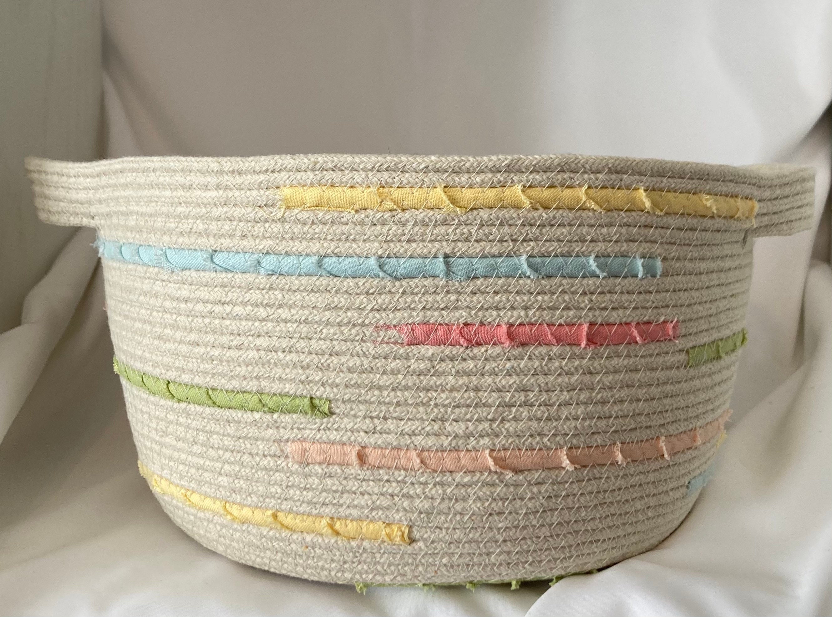 Rainbow Rope Basket Colorful Pastel Rope Basket Nursery Etsy