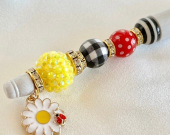 Beaded Gift Pen, Wedding Guest Book, Planner Pen, Graduation Gift for Her, Gift for Mom, Journal Pen, Gift for Friend, Floral Pen