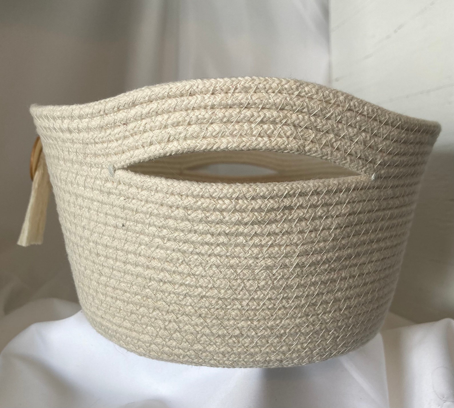 Oval Handmade Natural Cotton Rope Basket Etsy