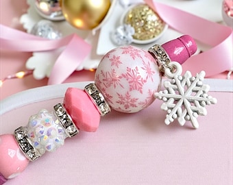 Weihnachten Perlen Stift: Rosa Schneeflocke Charme, Strumpf Stuffer