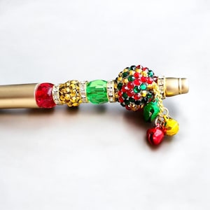 Christmas Beaded Pen: Festive Holiday Jingle Bell Pen