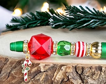 Weihnachten Perlen Stift: Rot, Grün, und Zuckerstange Charme