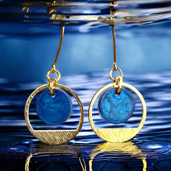 Delicate Blue and Gold Plated Earrings, Special Occasion Jewelry, Bridesmaid Gift