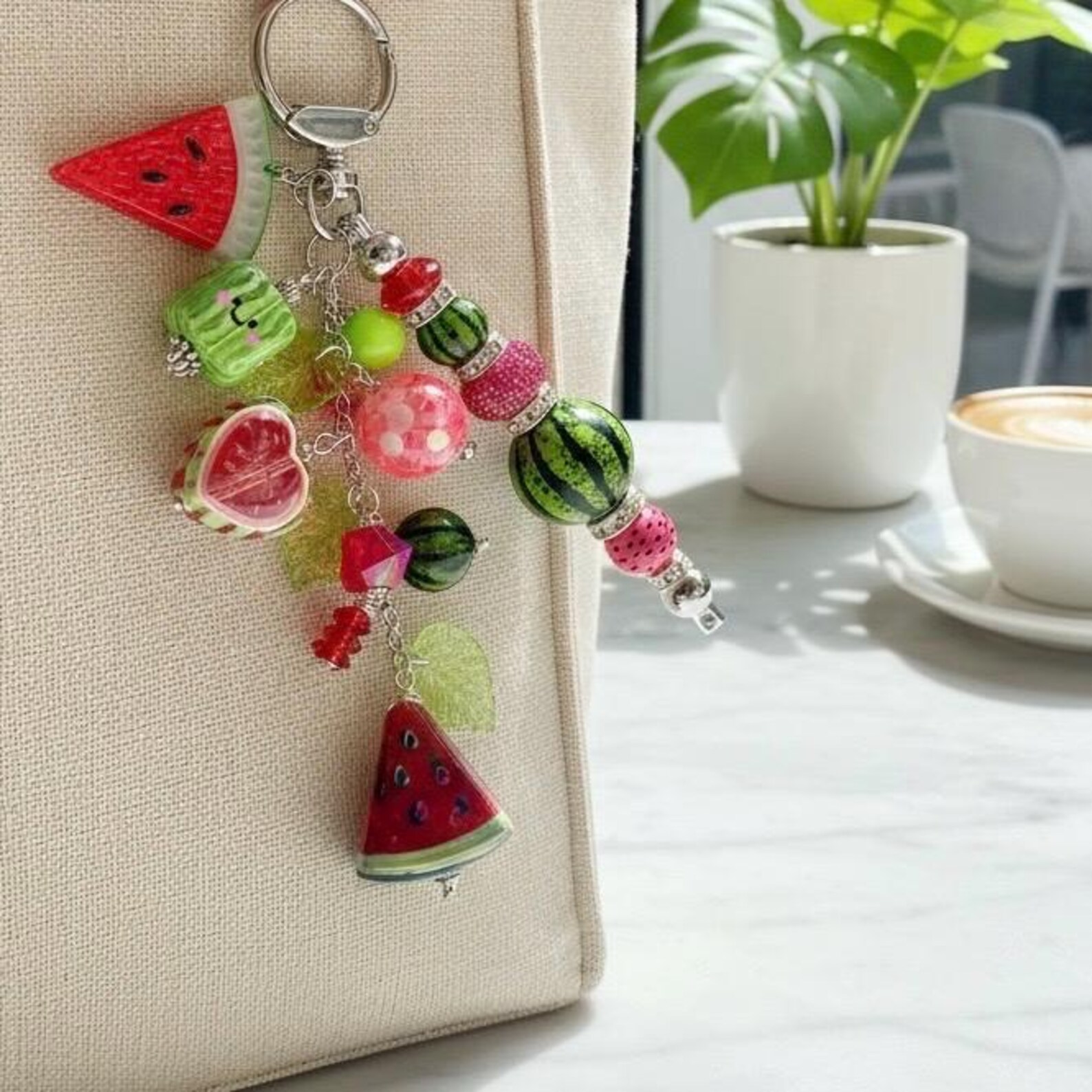 Watermelon Bag Charm, Summer Fruity Keychain - Etsy