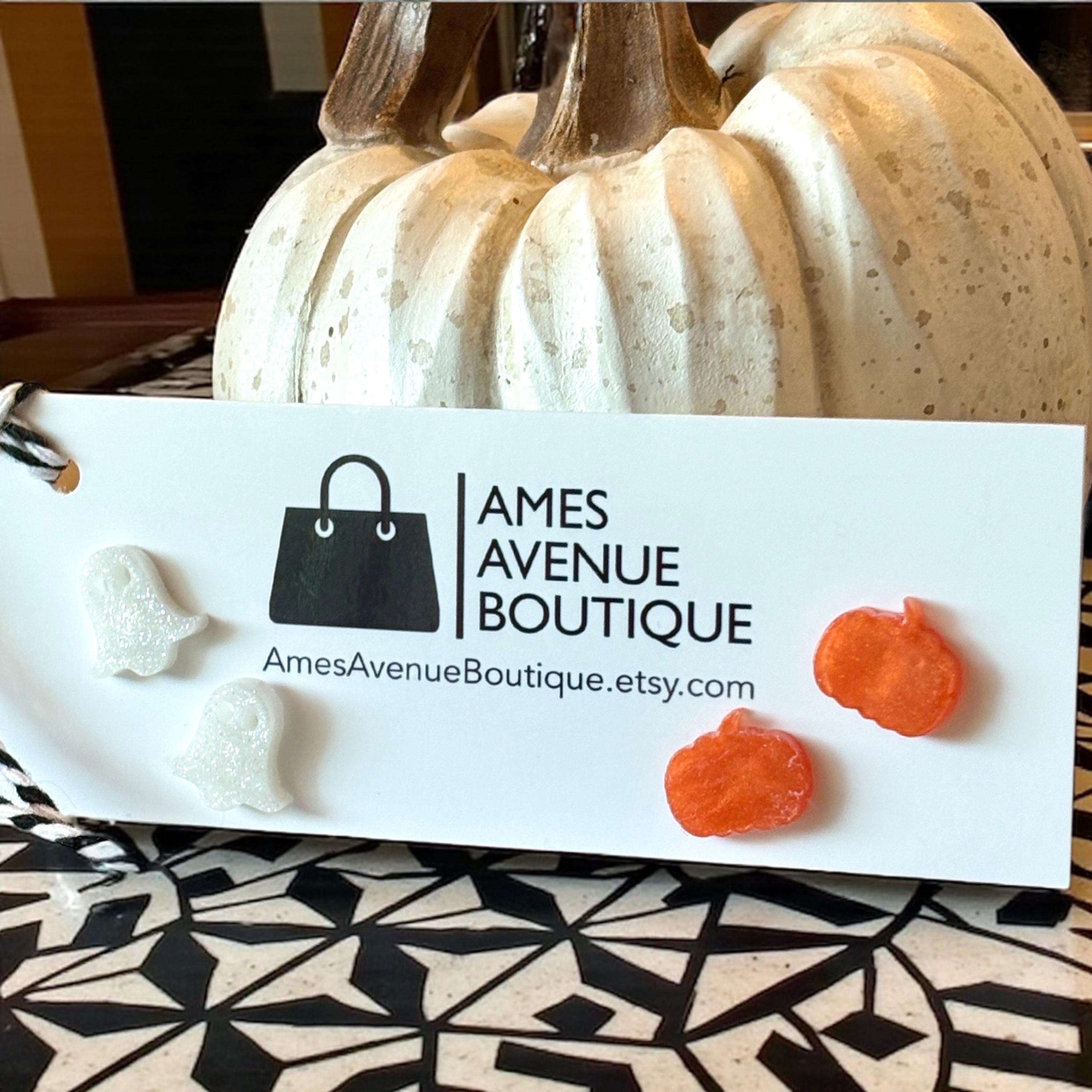パンプキンとゴーストのハロウィンスタッドピアス、2ペアセット - Etsy