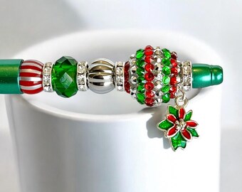 Weihnachts-Poinsettia-Perlenstift, geheime Weihnachtsmann-Geschenk, Weihnachtsstrumpf-Stuffer, Geschenk für Lehrer