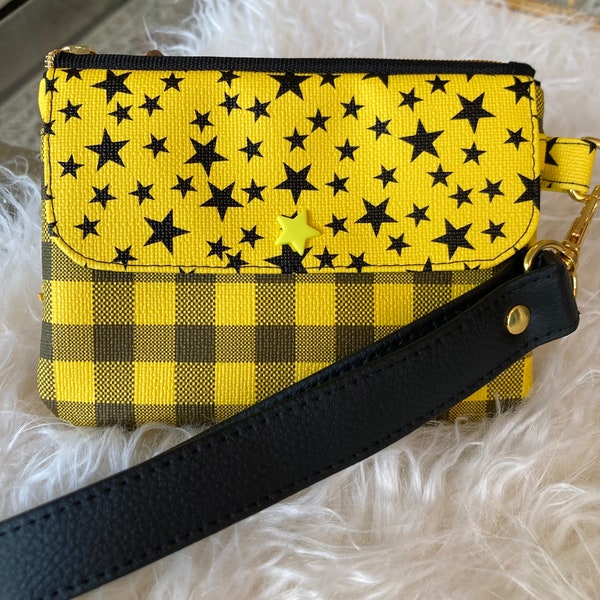 Black and Yellow ID Wristlet Wallet