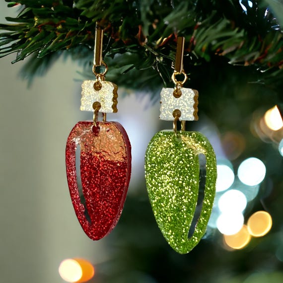 Orecchini natalizi a forma di camion rosso / Natale vintage, scena