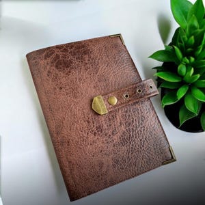 Handmade Distressed Espresso Faux Leather 5x8" Notebook Cover