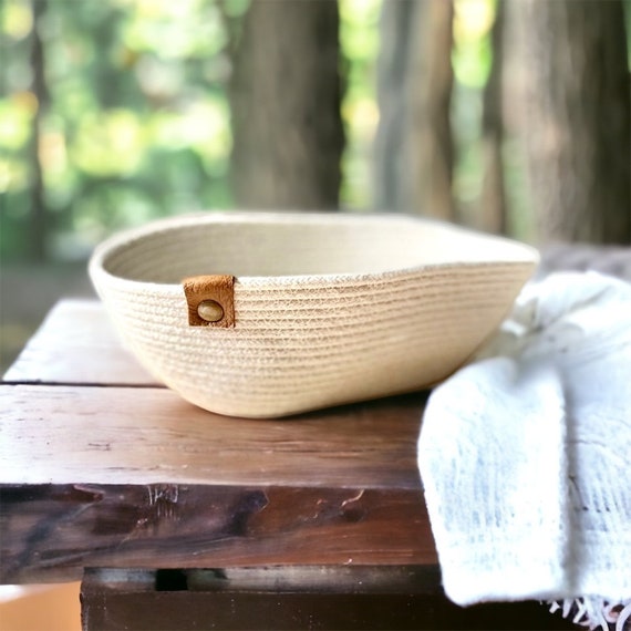 Buy Small Oval Rope Bowl, Farmhouse Rope Basket, Minimalist Decor, Craft  Storage, Cotton Coiled Rope Bowl, 2nd Anniversary Gift, Housewarming Online  in India 
