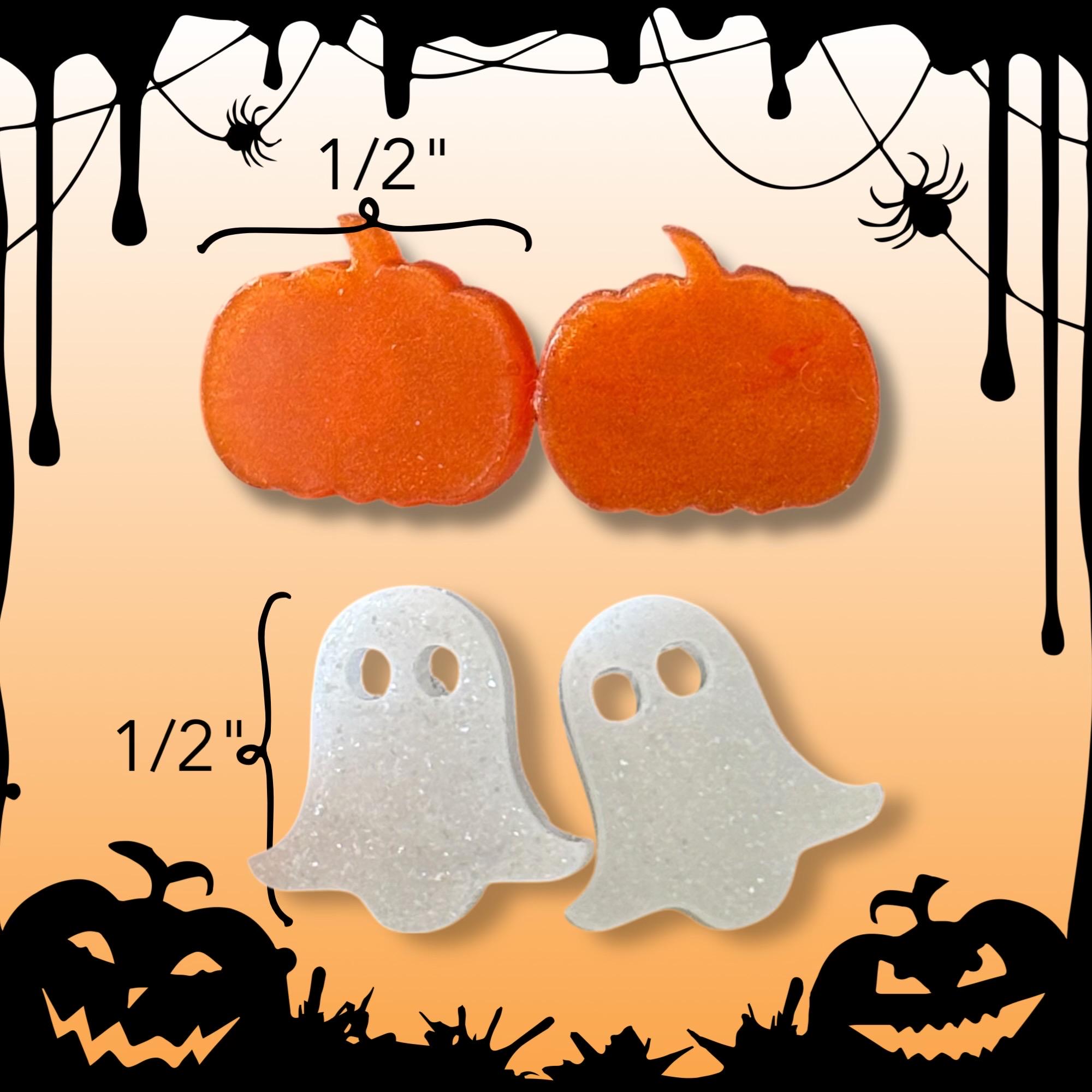 パンプキンとゴーストのハロウィンスタッドピアス、2ペアセット - Etsy