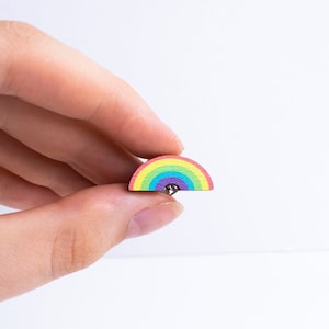 Wooden Rainbow Pin Badge / Rainbow Brooch / LGBT Pin / Pride Pin / Eco-Friendly Birch Plywood