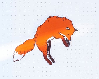 Jumping Fox Sticker / Jumping Red Fox / Cute Fox Decal / Fox Art / Animal Sticker / Bullet Journal