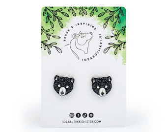 Pendientes de oso de madera / Pendientes de semental de oso negro / Joyas de oso / Pendientes de oso grizzly / Joyas míticas / Contrachapado de abedul ecológico
