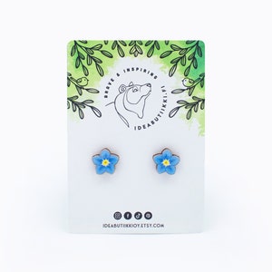 Wooden Forget Me Not Earrings / Forget Me Not Studs / Wooden Flower Earrings / Flower Studs / Botanical Earrings