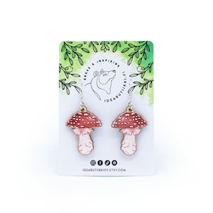 Wooden Toadstool Earrings / Wooden Mushroom Earrings / Toadstool Jewelry / Mushroom Jewelry / Eco-Friendly Birch Plywood