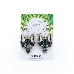Wooden Fox Earrings / Fox Jewelry / Animal Earrings / Black Fox Earrings / Mythical Fox Earrings / Eco-Friendly Birch Plywood