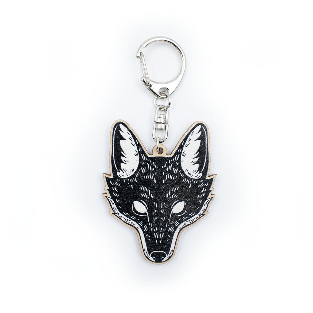 Wooden Fox Keychain / Black Fox Keychain / Fox Keyring / Fox Charm ...