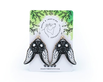 Wooden Bat Earrings / Black Bat Earrings / Wooden Bat Jewelry / Halloween Earrings / Eco-Friendly Birch Plywood