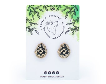 Wooden Pinecone Earrings / Pinecone studs / Pinecone Jewelry / Botanical Earrings / Eco-Friendly Birch Plywood
