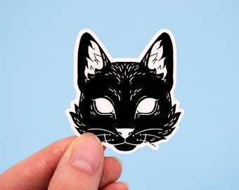 Mythischer Katzenaufkleber / Wasserfeste Katzenaufkleber / Schwarze Katze Aufkleber / Schwarzes Tier Aufkleber / Laptop Aufkleber