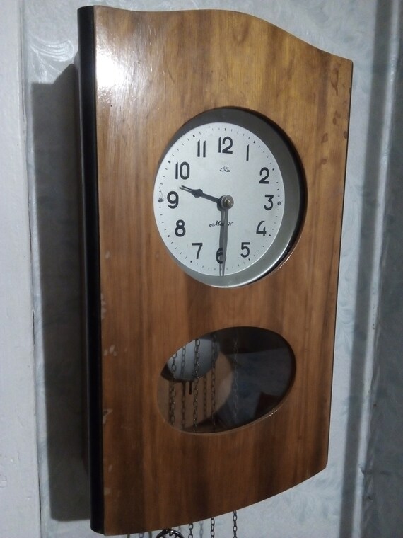 Mechanical Weight Driven Clock Pendulum Wall Clock Etsy