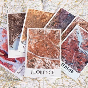 Cartes de vœux vintage représentant des plans de villes, cartes en relief ombré, paquets de 5 ou 10 avec enveloppes