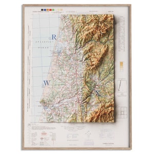 Coimbra (Portugal) Topographische Karte von 1944 - 2D Poster Reliefkarte, Wanddekoration, Vintage Geschenk Print, Geographie, Reisekunst