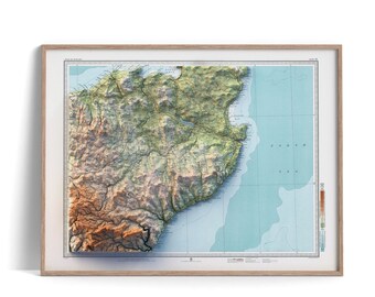 Thurso (Scotland, UK) Topographic Map of 1912 - 2D Poster Shaded Relief Map, Fine Art Wall Decor, Vintage Gift Print, Geography Travel Art