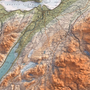 Inverness (Scotland, UK), Topographic map - 1912, 2D printed shaded relief map with 3D effect of a 1912 topographic map of Inverness (Scotland, UK). Vintage maps digitally restored and enhanced with a 3D effect.