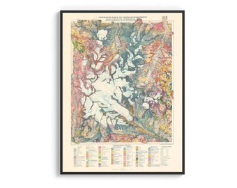 Grossglockner, Austria geological map 1939 - Vintage map reprint, wall decor map, travel poster