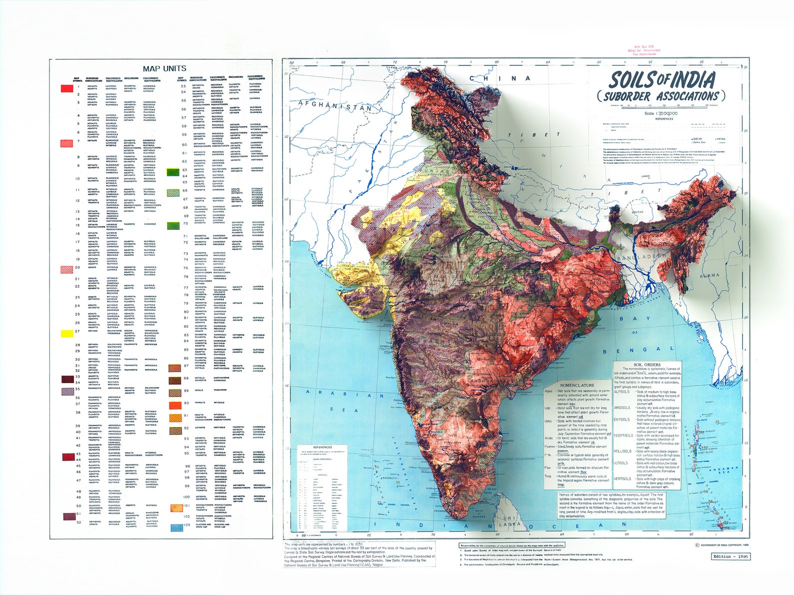 India Soil Map 1985 Shaded Relief Map Fine Art Print Etsy Ireland