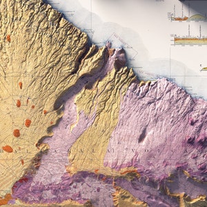 Maui Hawaii, USA Geological Map of 1942 2D Poster Shaded Relief Map, Fine Art Wall Decor, Vintage Gift Print, Geography Travel Art image 6