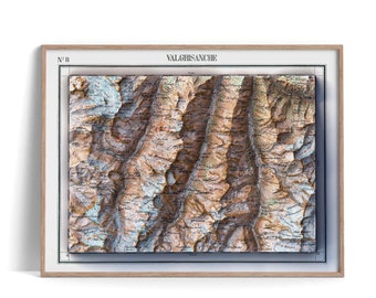Valgrisenche (Italy) Topographic Map of 1899 - 2D Poster Shaded Relief Map, Fine Art Wall Decor, Vintage Gift Print, Geography Travel Art