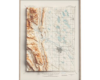 Fort Collins (Colorado, VS) topografische kaart van 1906 - 2D poster gearceerde reliëfkaart, Fine Art Wall Decor, vintage cadeau print geografie reizen