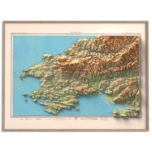 Pembroke (Wales, UK) Topographic Map of 1942 - 2D Poster Shaded Relief Map, Fine Art Wall Decor, Vintage Gift Print, Geography Travel Art