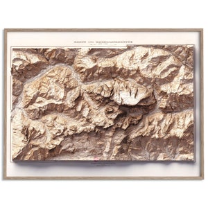 Carte topographique de Marmolada (Italie) de 1926 - carte en relief ombragé affiche 2D, décoration murale beaux-arts, impression cadeau vintage, art de voyage géographie