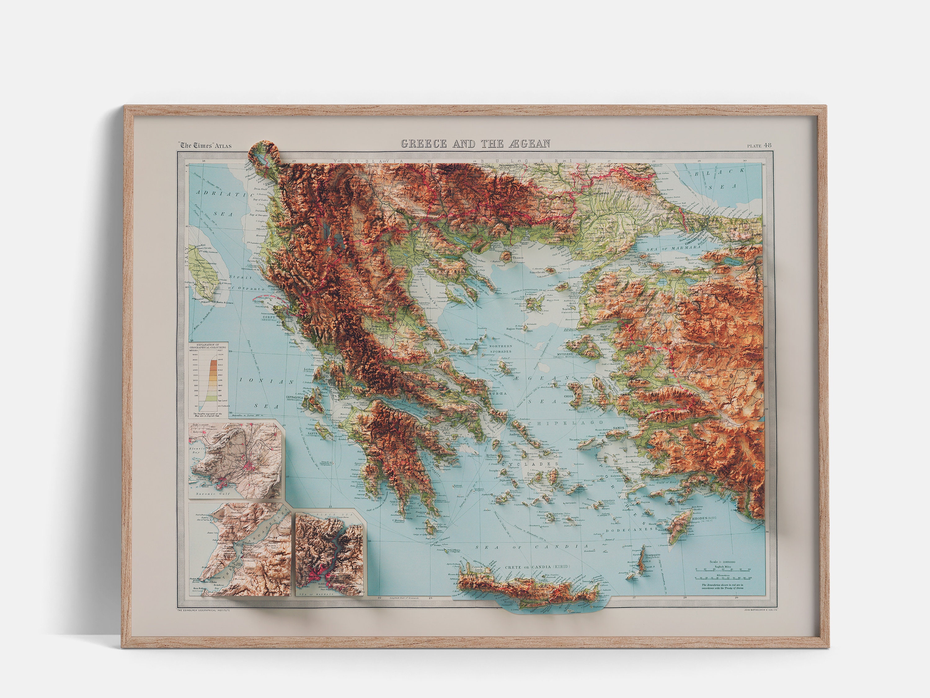 Greece Topographic Map 1922 Shaded Relief Map Fine Art Etsy Hong Kong