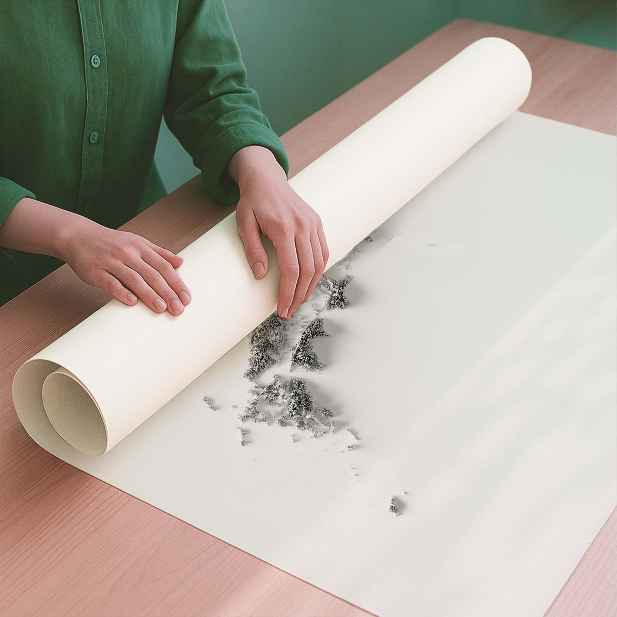 Japan Elevation Map - White Edition - Modern Flat Shaded Relief Print ...