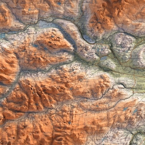 Inverness (Scotland, UK), Topographic map - 1912, 2D printed shaded relief map with 3D effect of a 1912 topographic map of Inverness (Scotland, UK). Vintage maps digitally restored and enhanced with a 3D effect.